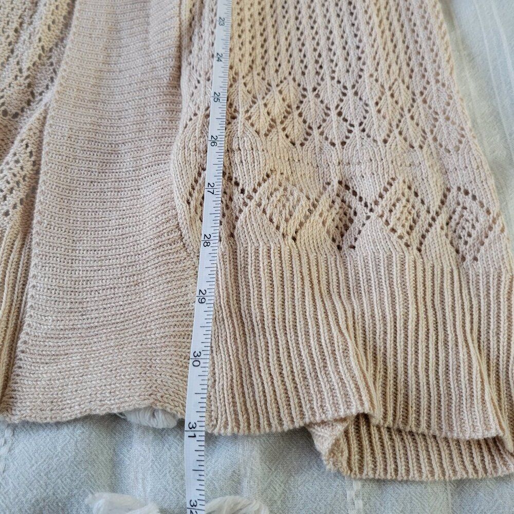 Belldini Open Weave Cardigan XL Cream Beige Pointelle Knit Lightweight Layer NWT - Picture 7 of 10